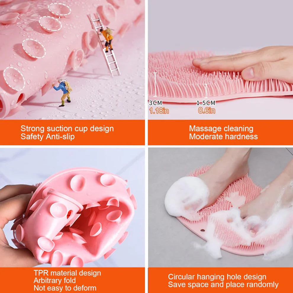 Silicone Bath Massage Cushion – Suction Cup Exfoliating Foot Scrubber & Mat